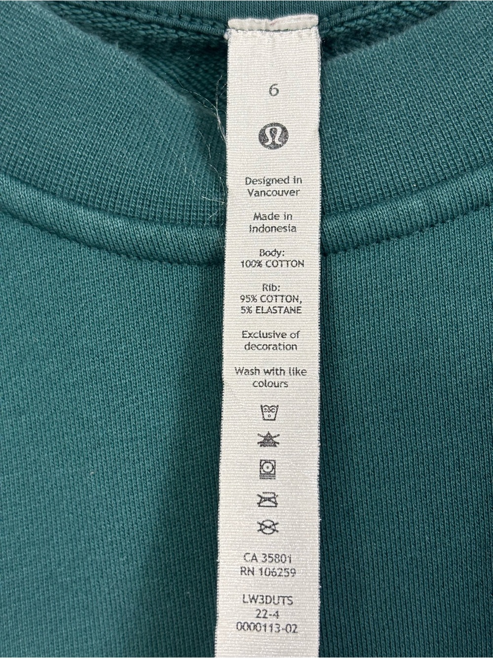 Lululemon Teal/Green Softstream Perfectly Oversized Crew Sweatshirt Sweater Sz 6 - Picture 6 of 6
